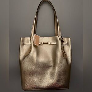 Michael Kors “Carson” Metallic Gold Pebbled Leather Large Tote
